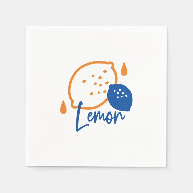 Minimalist Lemon Line Art – Modern Citrus Fruit Napkin (Front)