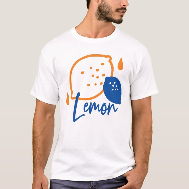 Minimalist Lemon Line Art – Modern Citrus Fruit T-Shirt (Front)