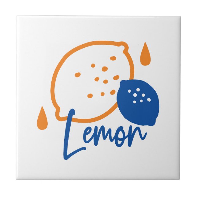 Minimalist Lemon Line Art – Modern Citrus Fruit Tile (Front)