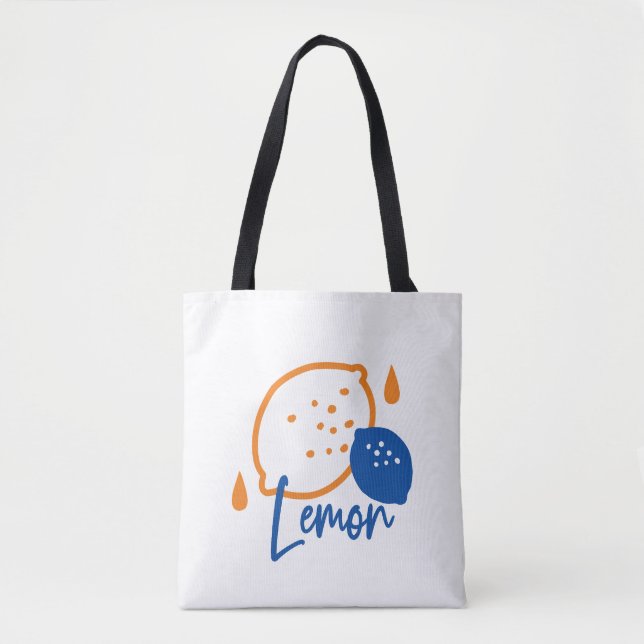 Minimalist Lemon Line Art – Modern Citrus Fruit Tote Bag (Front)