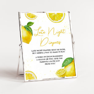 Minimalist Lemonade Baby Shower Late Night Diapers Poster