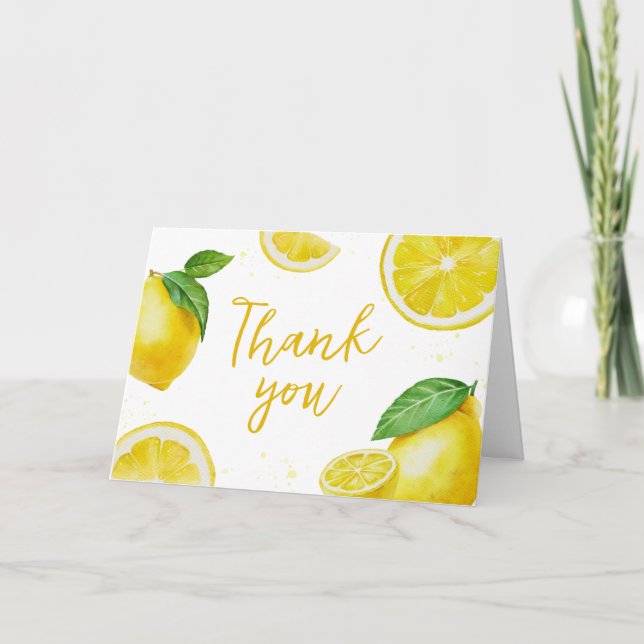 Minimalist Lemonade Baby Shower  Thank You Card (Front)