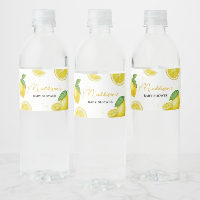 Minimalist Lemonade Baby Shower  Water Bottle Label (Bottles)