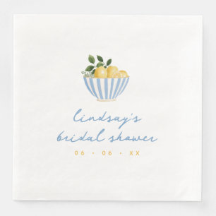 Minimalist Lemons Blue & Yellow Bridal Shower Napkin