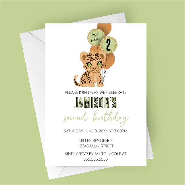 Minimalist Leopard Birthday Party Invitatoin Invitation (Minimalist Leopard Birthday Party Invitation | Summer Birthday )