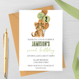 Minimalist Leopard Birthday Party Invitatoin Invitation