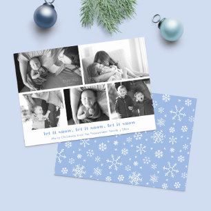 Minimalist Let It Snow Multi Photo Merry Christmas Holiday Card