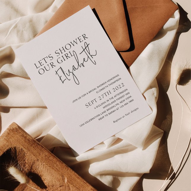 Minimalist Let's Shower Our Girl Bridal Shower Invitation (Creator Uploaded)