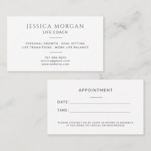 Minimalist Life Coach Business & Appointment Card