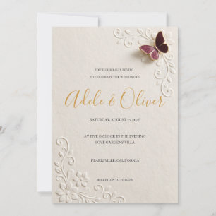 Minimalist Light Blue Butterfly Wedding Invitation