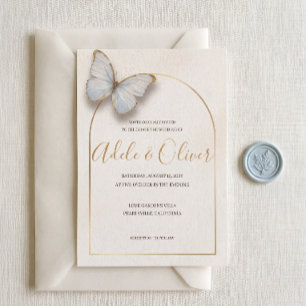 Minimalist Light Blue Butterfly Wedding Invitation