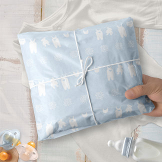 Minimalist Light Blue Clothesline Baby Boy Shower Tissue Paper