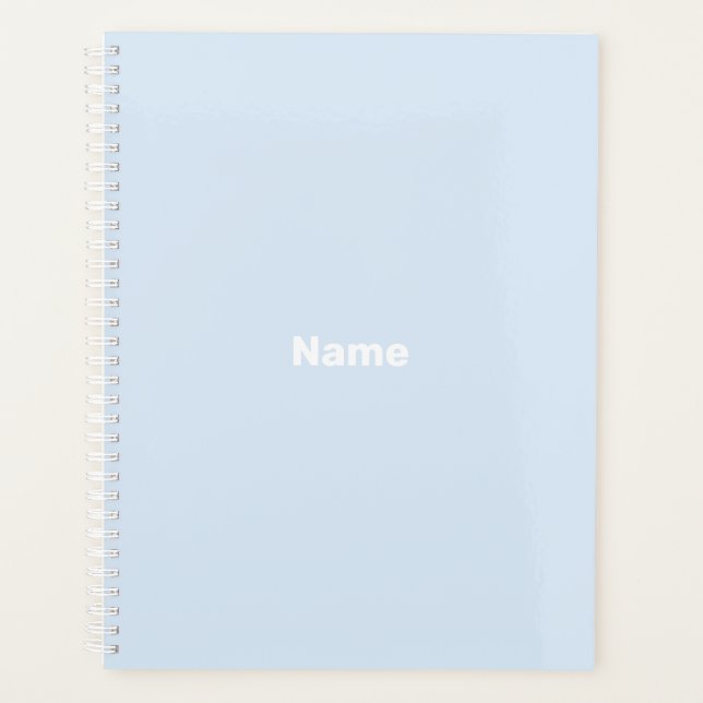 Minimalist light blue custom name monogram year planner (Front)