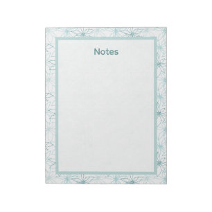 Minimalist Light Blue Floral Pattern Border Notes
