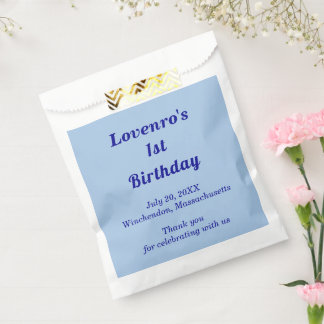 Minimalist Light Blue Kids Birthday Favor Bags