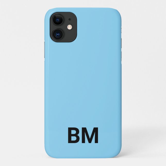Minimalist Light Blue Monogram Initials Phone Case (Back)
