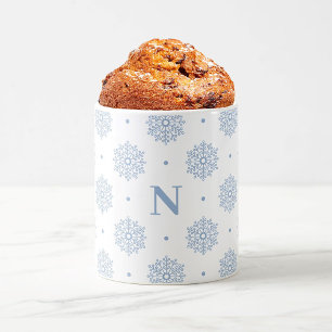 Minimalist Light Blue Snowflakes Monogram Winter Coffee Mug