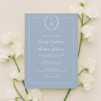 Minimalist Light Blue Wedding Invitation