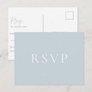 Minimalist Light Blue Wedding RSVP Postcard