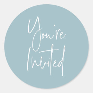 Minimalist Light Blue You're Invited Envelope Seal