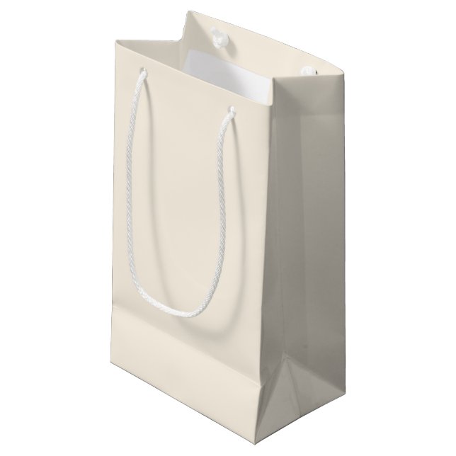 Minimalist light cream solid plain elegant  small gift bag (Front Angled)