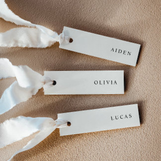 Minimalist Light Cream Wedding Name Place Cards