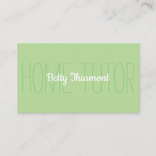 Minimalist Light Green Home Tutor Simple Business Card