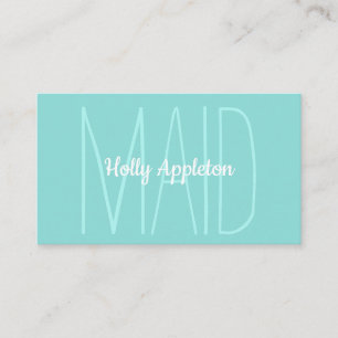 Minimalist Light Green Maid Housekeeper Cleaning Business Card
