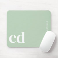 Minimalist Light Green Monogram Name