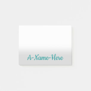 Minimalist Light Grey Background + Dark Cyan Name Post-it Notes
