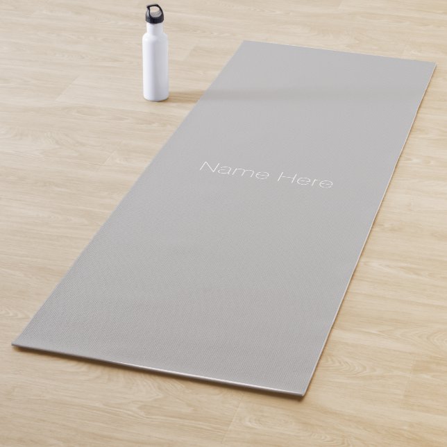 Minimalist light grey custom name monogram modern yoga mat (In Situ)