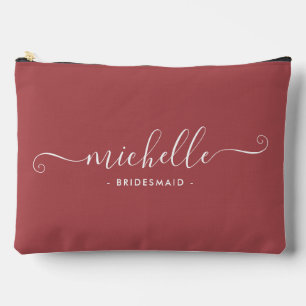 Minimalist Light Maroon Personalised Bridesmaid Accessory Pouch