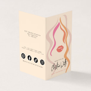 Minimalist Light Peach Hairstylist Price List QR Business Card