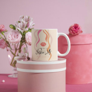 Minimalist Light Peach Hairstylist Wavy Hair Cute Coffee Mug