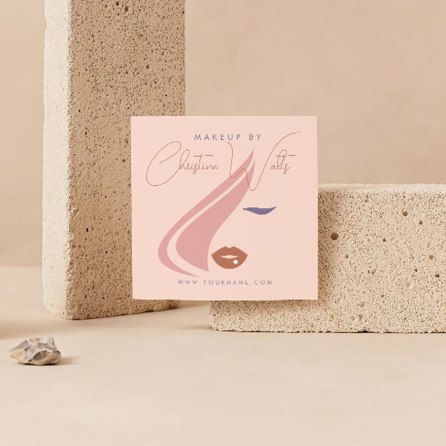Minimalist Light Peach Pink Makeup Artist Girly QR Square Business Card (Creator Uploaded)