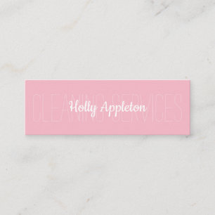 Minimalist Light Pink Housekeeper Cleaning Service Mini Business Card