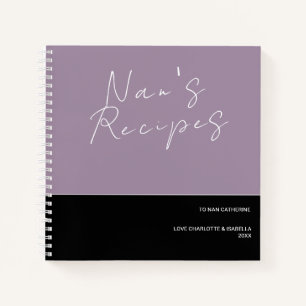 MINIMALIST LIGHT PURPLE BLACK GIFT RECIPE COOKBOOK NOTEBOOK