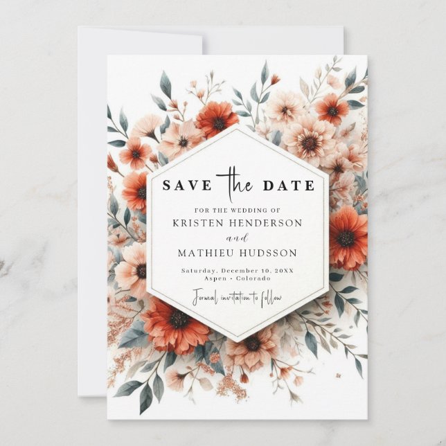  Minimalist Light Sage Terracotta Wedding Save The Date (Front)