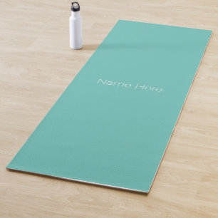 Minimalist light teal custom name monogram yoga mat