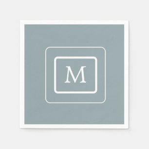 Minimalist Light Teal   Monogram Paper Napkin
