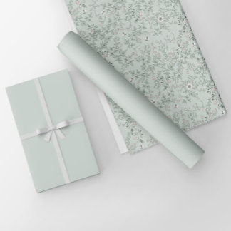 Minimalist Light White Sage Green Solid Colour Wrapping Paper