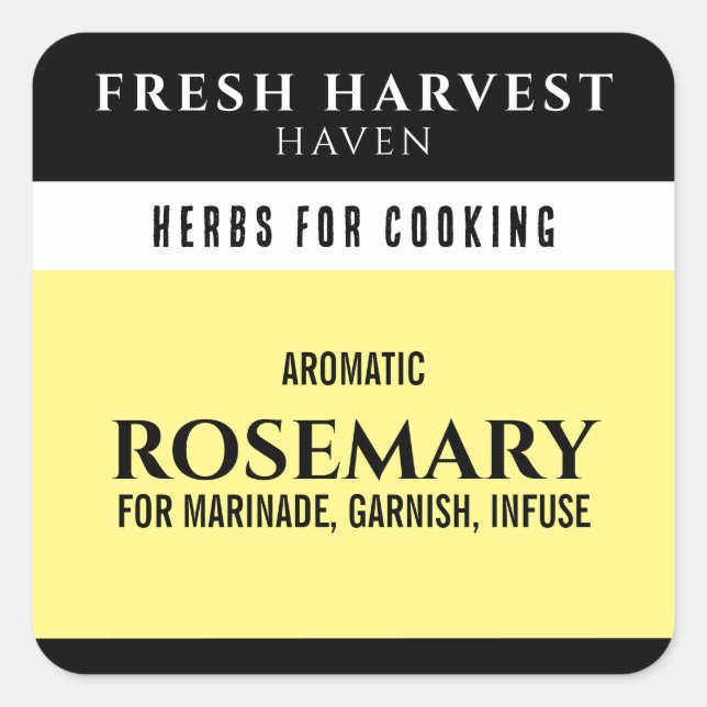 Minimalist Light Yellow Herb Square Sticker (Front)
