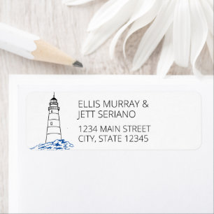 Minimalist Lighthouse Wedding Address Label