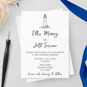 Minimalist Lighthouse Wedding Invitation