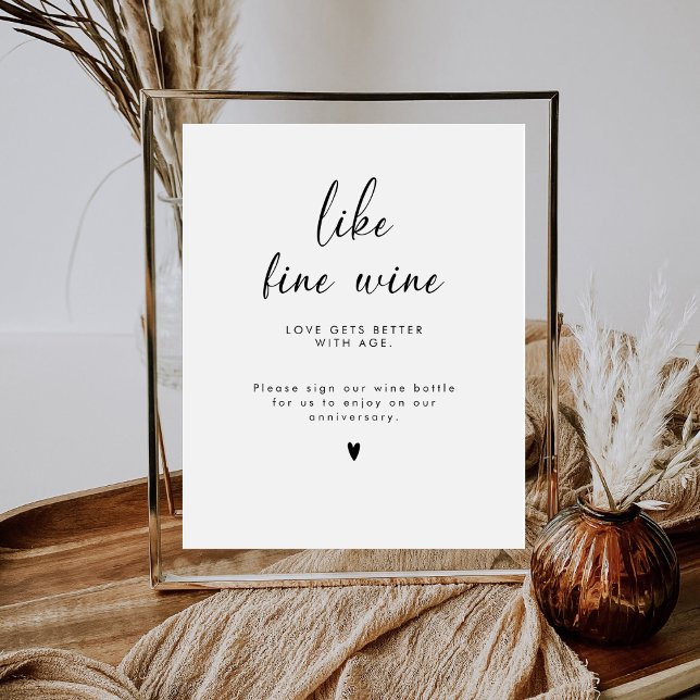 Minimalist Like Wine Love Gets Better With Age Pedestal Sign (Creator Uploaded)