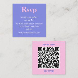 Minimalist Lilac Blue and Pink Wedding RSVP Enclosure Card