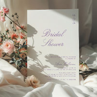 Minimalist Lilac Purple Calligraphy Bridal Shower