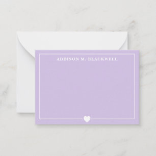 Minimalist Lilac Purple Heart Personalised Card