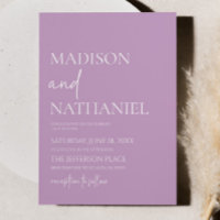 Minimalist Lilac Purple Simple Elegant Wedding