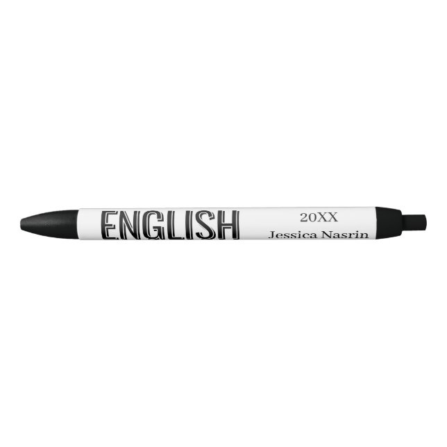 Minimalist Lilac Vertical Text School Subject  Black Ink Pen (Front)